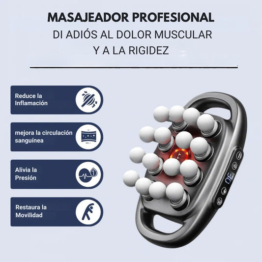 Dolce Pro™ | Dispositivo de masaje de tejidos profundos con luz roja y 16 cabezales
