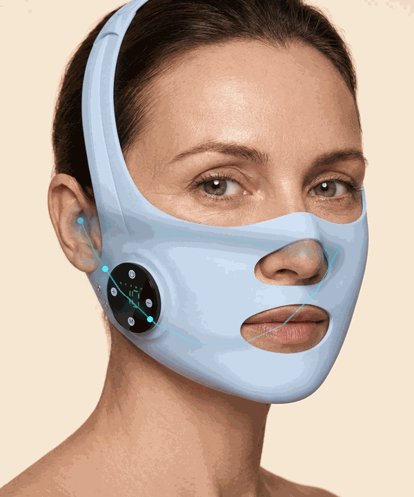 Animación de estimulación del contorno facial con Dolce Lift V