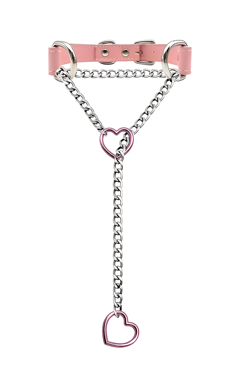 DolceCatene™ - Collar de Cuero con Cadena de Corazón