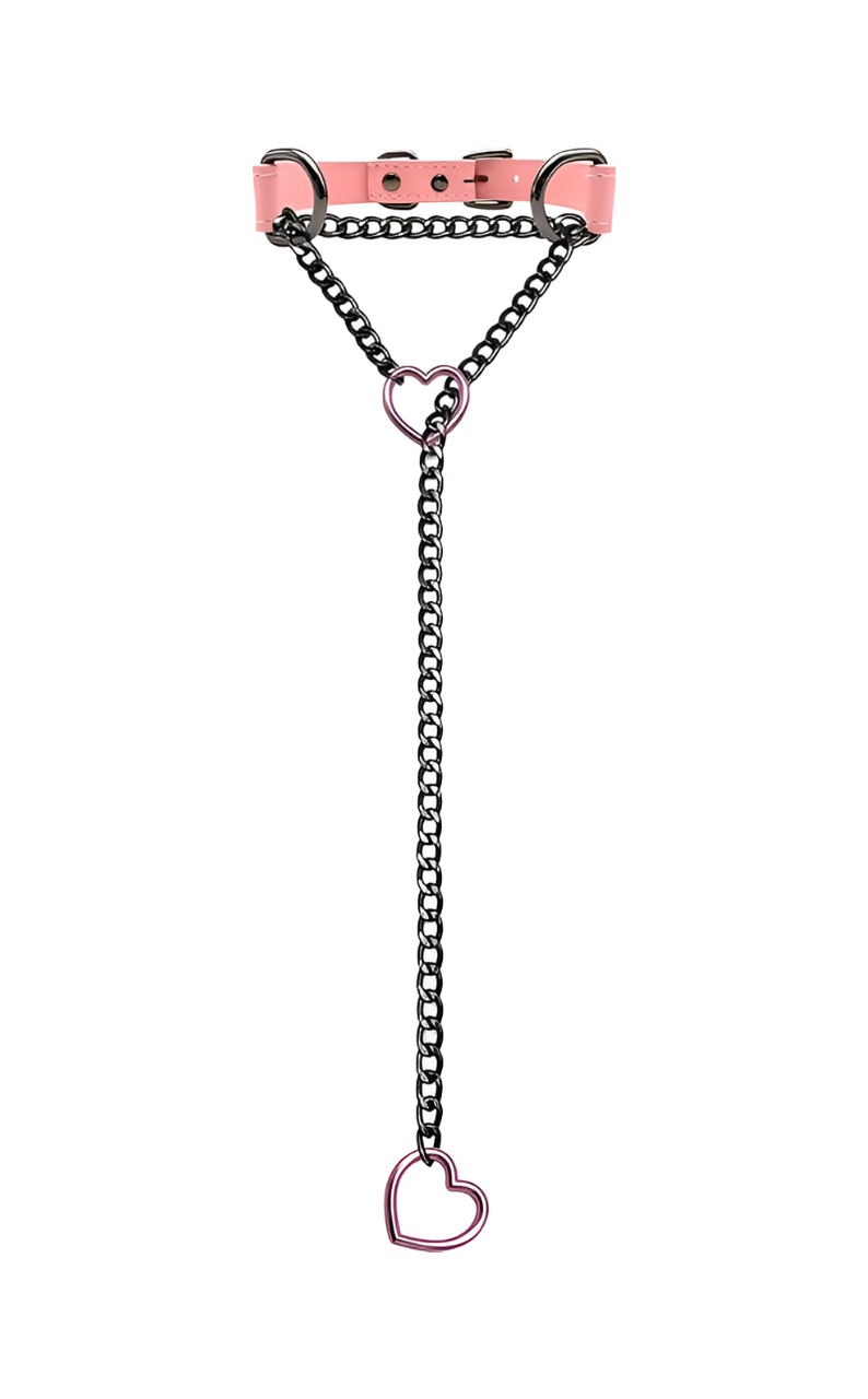 DolceCatene™ - Collar de Cuero con Cadena de Corazón