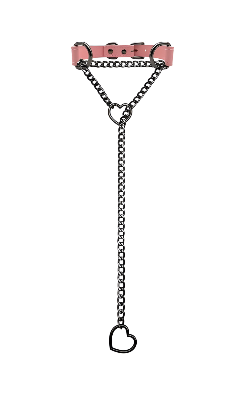 DolceCatene™ - Collar de Cuero con Cadena de Corazón