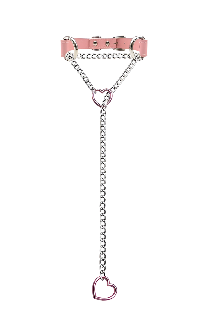 DolceCatene™ - Collar de Cuero con Cadena de Corazón