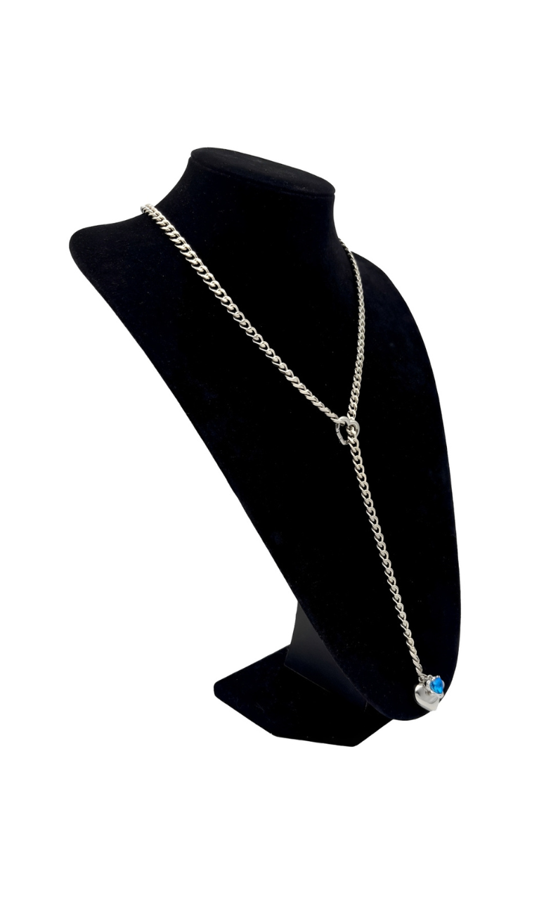DolceCatene™ – Gargantilla de cadena deslizante con encanto de cristal en forma de corazón