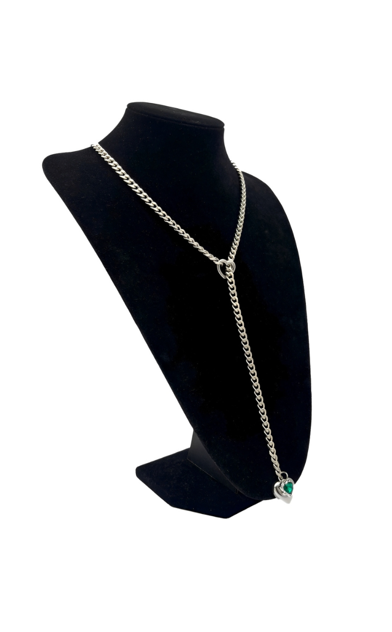 DolceCatene™ – Gargantilla de cadena deslizante con encanto de cristal en forma de corazón