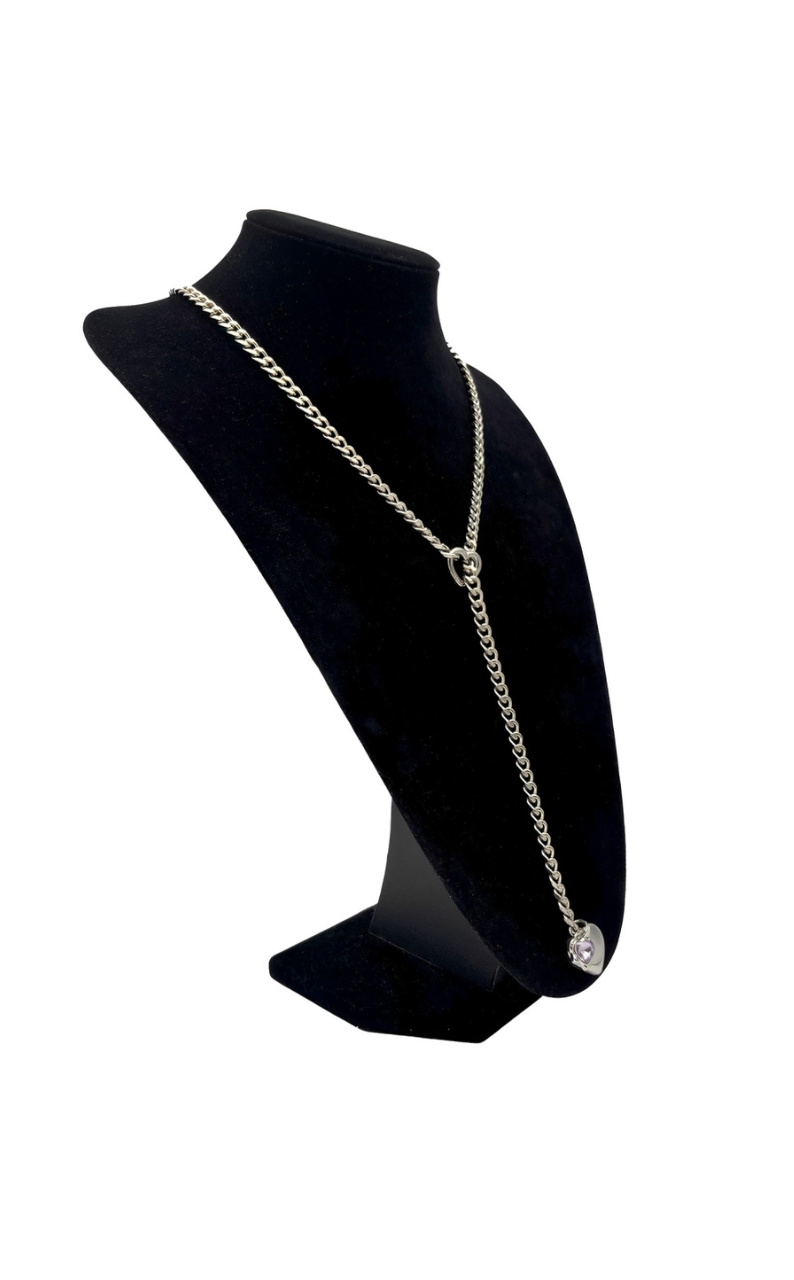 DolceCatene™ – Gargantilla de cadena deslizante con encanto de cristal en forma de corazón
