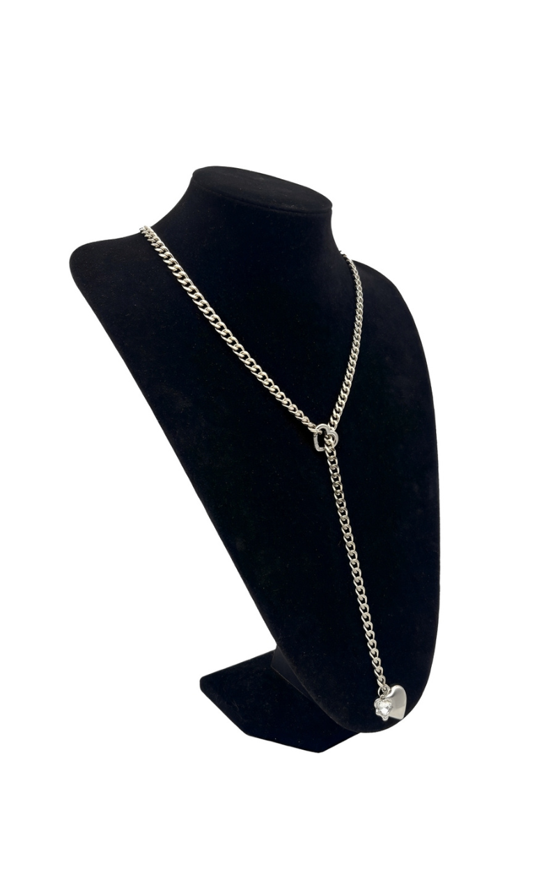 DolceCatene™ – Gargantilla de cadena deslizante con encanto de cristal en forma de corazón
