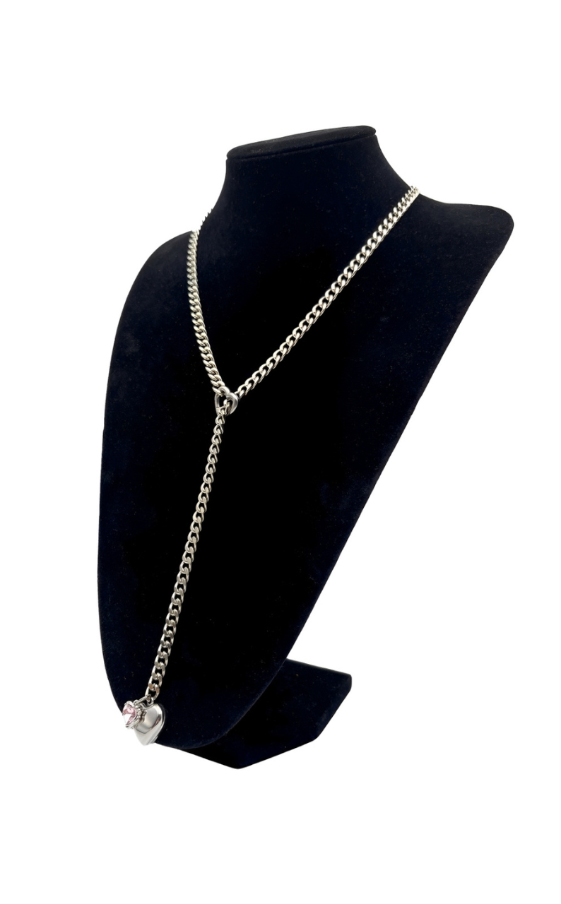 DolceCatene™ – Gargantilla de cadena deslizante con encanto de cristal en forma de corazón