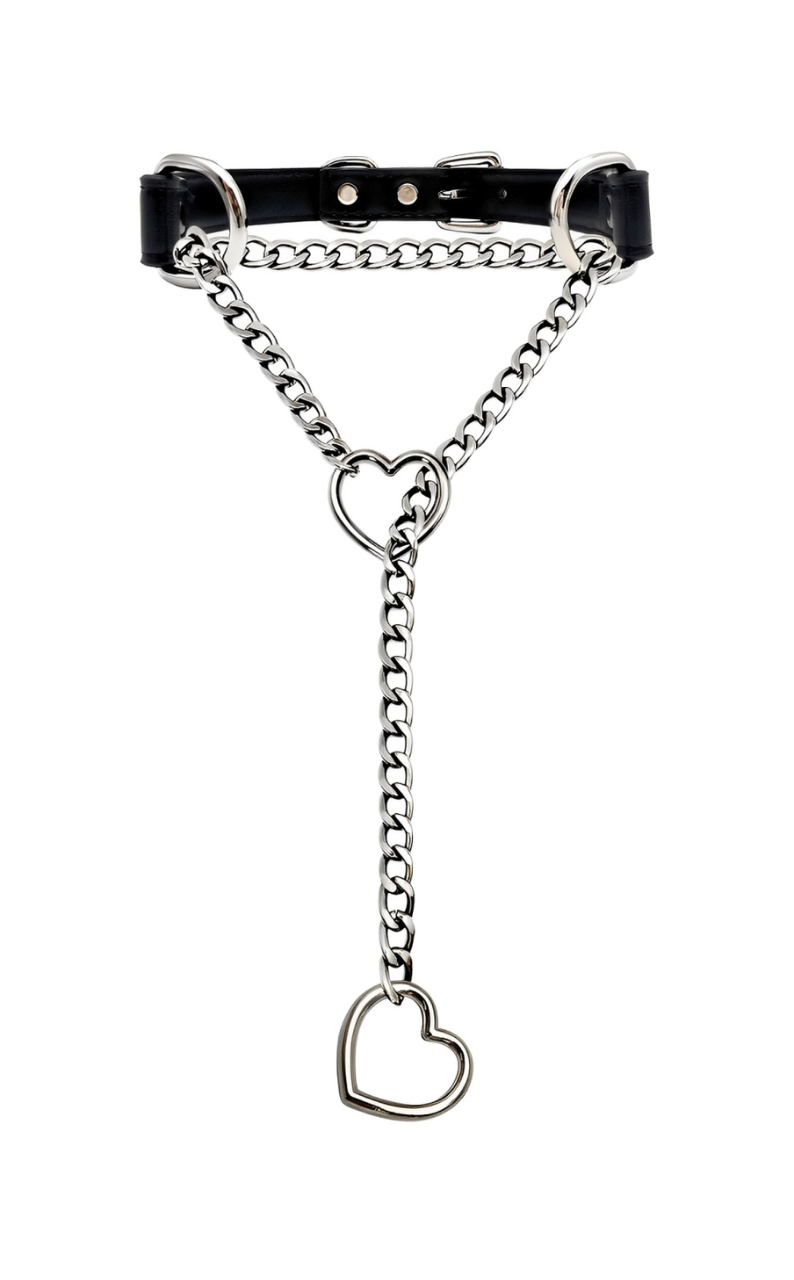 DolceCatene™ - Collar de Cuero con Cadena de Corazón