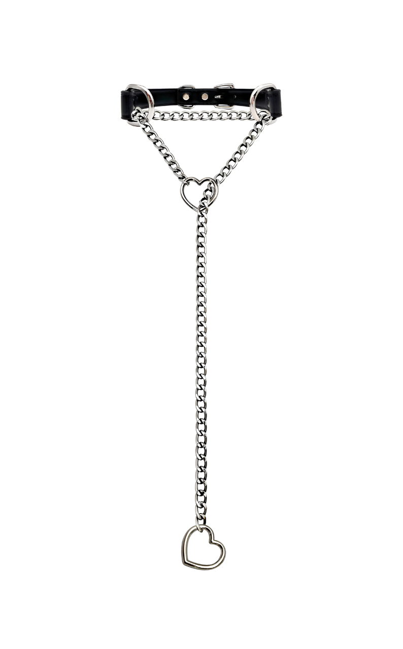DolceCatene™ - Collar de Cuero con Cadena de Corazón