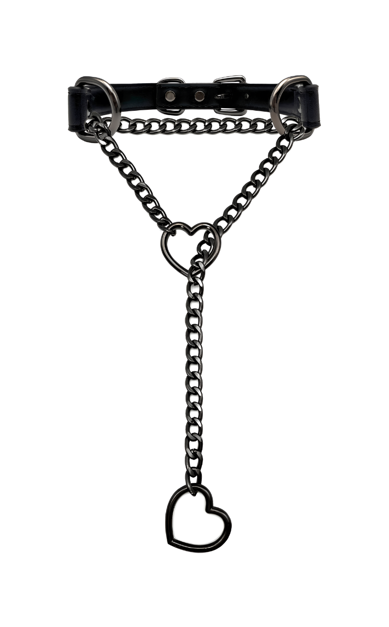 DolceCatene™ - Collar de Cuero con Cadena de Corazón