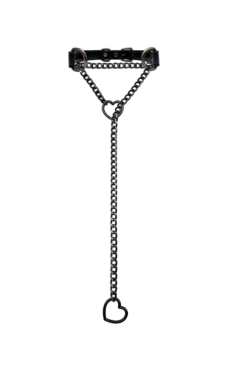 DolceCatene™ - Collar de Cuero con Cadena de Corazón