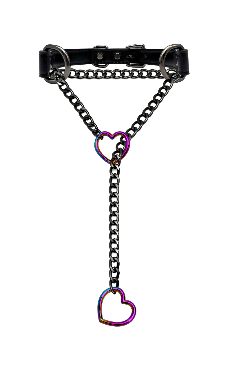 DolceCatene™ - Collar de Cuero con Cadena de Corazón