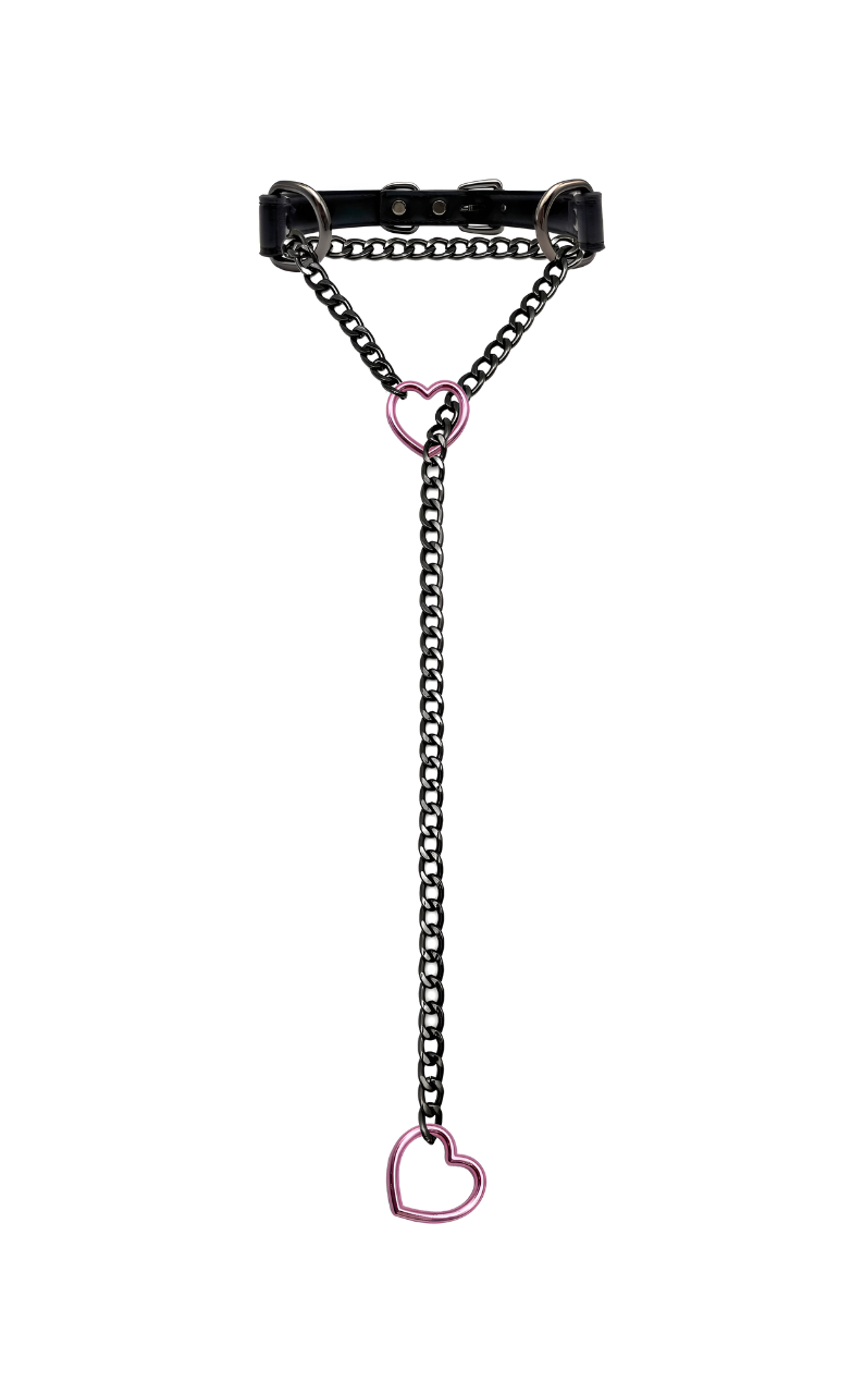 DolceCatene™ - Collar de Cuero con Cadena de Corazón