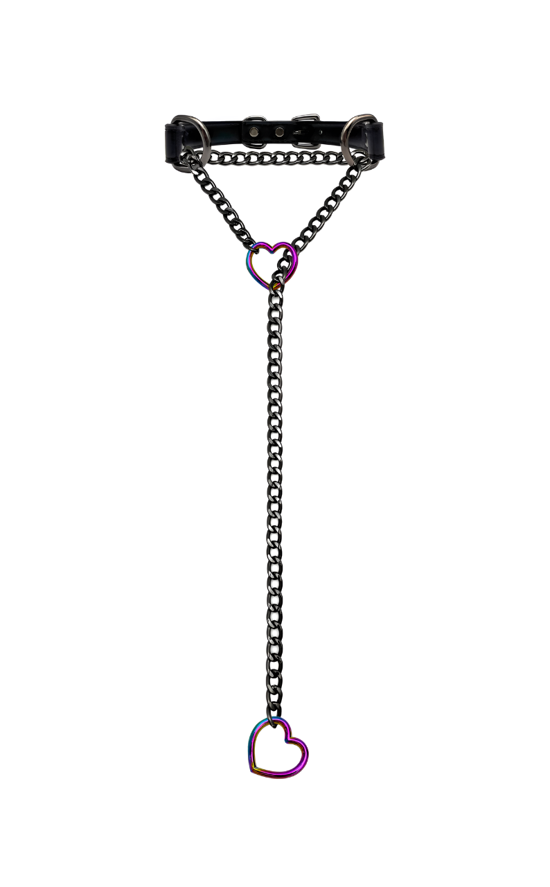 DolceCatene™ - Collar de Cuero con Cadena de Corazón