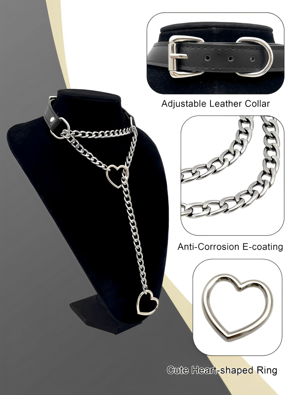DolceCatene™ - Collar de Cuero con Cadena de Corazón