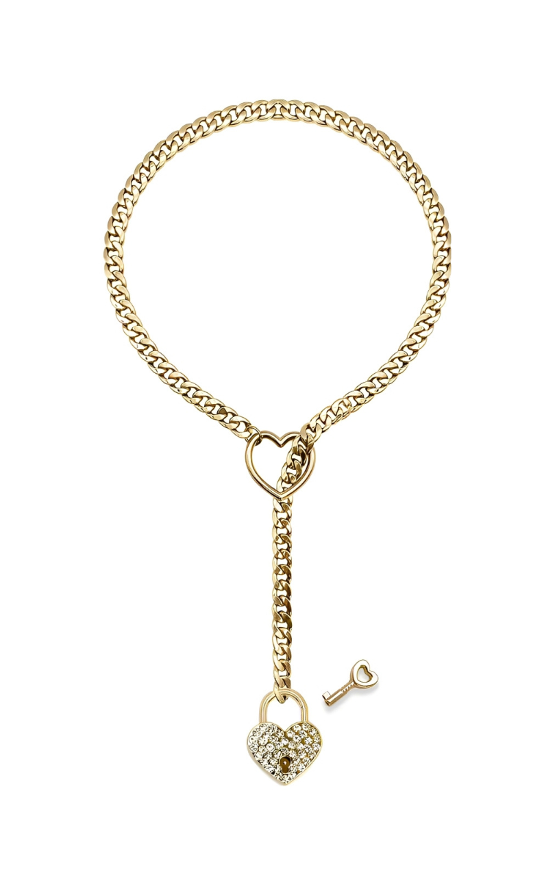 DolceCatene™ - Cadena deslizante con candado y llave de cristal en forma de corazón